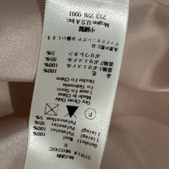 McGinn Evelyn Blush Pink Belted Wool-Blend Coat - Size 6 - Picture 5 of 7